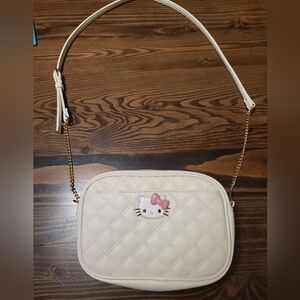 Sanrio Hello Kitty Quilted Purse with gold chain, cream and pink